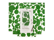 three organic reusable food wraps in a white and leafy green design